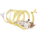 Potaroma Spiral Tunnel Cat Toy, Cat Self Play Spiral Kitten Collapsible Spring Tunnel Toy for Indoor Cats with Feather and Bell, 20 Inches Unfolded
